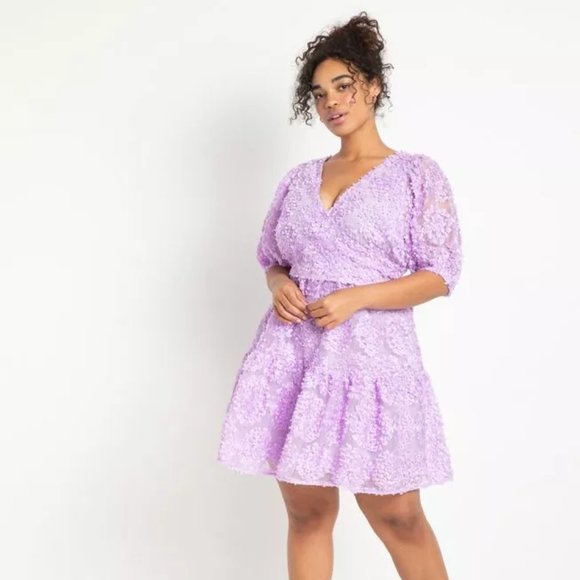 Eloquii Lilac Sheer Floral Mini Dress *SOLD OUT* Size 16 - Picture 2 of 16